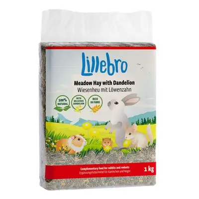 Lillebro Weidehooi voor knaagdieren en konijnen Voordeelpakket: 3x1kg Weidehooi met Paardenbloem bij Bitiba