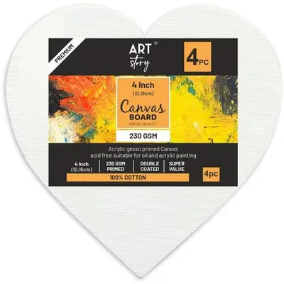 Little Birdie Canvas Paneel Hart 230 gram 10 cm 4 stuks bij Art en Hobby