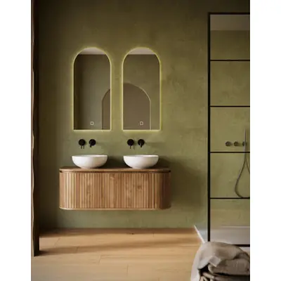 Livli Estrela badmeubel met ribbelfront 130cm mangohout zonder waskom bij Sanitairkamer