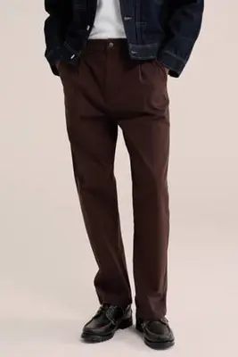 loose chino donkerbruin bij Wehkamp