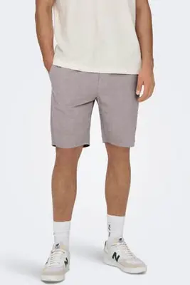 loose fit casual short met linnen - taupe bij Wehkamp