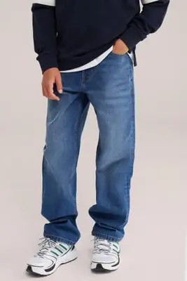 loose fit jeans - mediumblauw bij Wehkamp