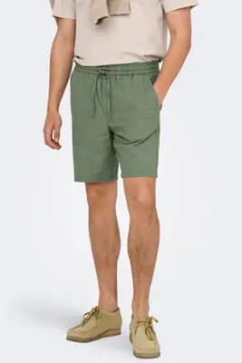 loose fit short met linnen groen bij Wehkamp