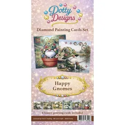 Losse Diamond Painting Kaarten 6 stuks Happy Gnomes bij Art en Hobby