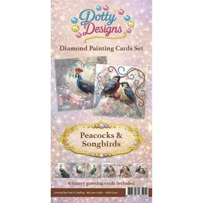 Losse Diamond Painting Kaarten 6 stuks Peacocks & Songbirds bij Art en Hobby