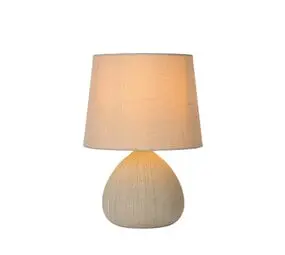 Lucide RAMZI - Tafellamp - Ø 18 cm - 1xE14 - Beige bij Lamponline