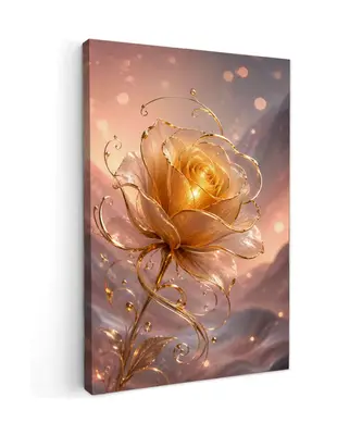 Luxe Gouden Roos Canvas Schilderij bij Online-Schilderij