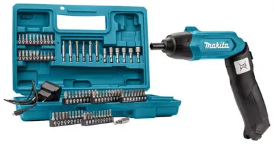MAKITA DF001DW SCHROEVENDRAAIER 3,6V INGEBOUWDE ACCU 1,5 AH, 81-DELIGE SET bij Gereedschappelijk