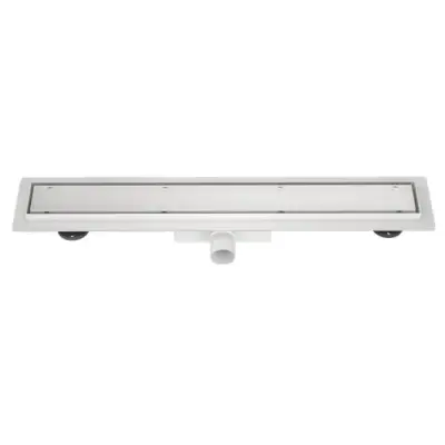 Mat wit RVS Douchegoot compleet met flens 80x7x6,7cm Tegelrooster bij Voordelig Design Sanitair