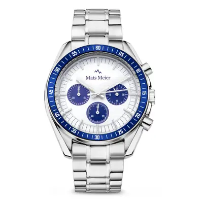 Mats Meier Arosa Racing Chronograaf Herenhorloge Zilverkleurig en Wit MM50013 bij Brandfield