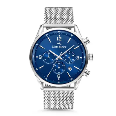 Mats Meier Grand Cornier Chronograaf Herenhorloge Zilverkleurig met Blauw MM00133 bij Brandfield