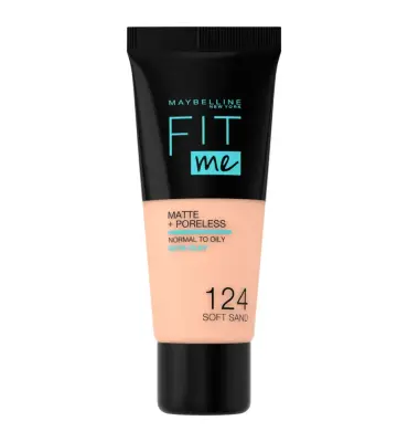 Maybelline Foundation Fit Me Matte + Poreless 124 Soft Sand (1 stuk) bij InternetDrogisterij