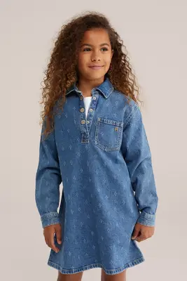 Meisjes denim jurk met structuur bij WE Fashion