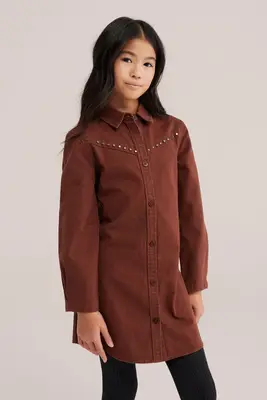Meisjes denim jurk met studs bij WE Fashion