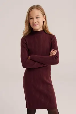 Meisjes fijngebreide jurk met structuur bij WE Fashion