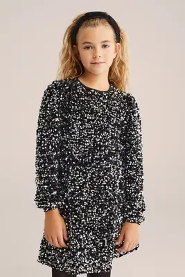 Meisjes jurk met pailletten bij WE Fashion