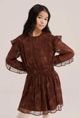 Meisjes jurk met ruches en print bij WE Fashion