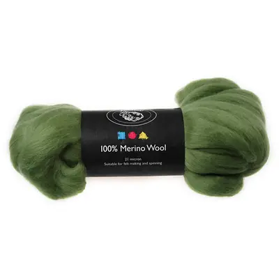 Merino gekamd schapen wol vilten 100gr cactus groen - 1 bol bij Creaknutselen