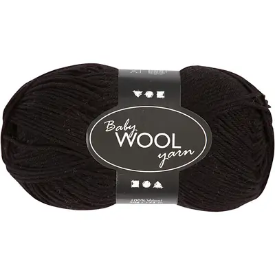Merino wol baby garen zwart 50gr 172 meter bij Creaknutselen