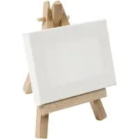 Mini Canvas Paneel met Schildersezel Wit 8x6 cm 1cm dik bij Creaknutselen