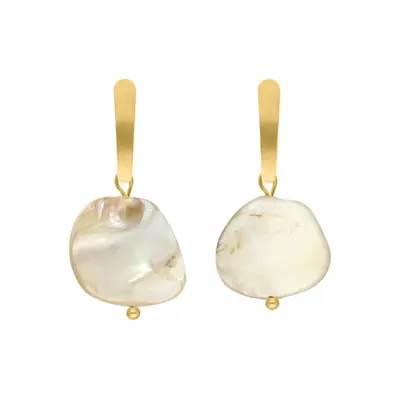 Mix & match oorbellen beige steen goudkleurig bij DRKS
