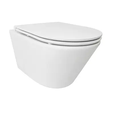 Mueller Afesta hangend toilet randloos met tornado flush en softclose toiletzitting wit mat bij Sanitairkamer