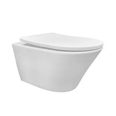 Mueller Afesta hangend toilet randloos met tornado flush en softclose toiletzitting wit glans bij Sanitairkamer