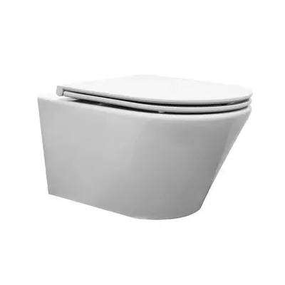 Mueller Afesta Junior toiletpot randloos met vlakke soft-close zitting bij Sanitairkamer