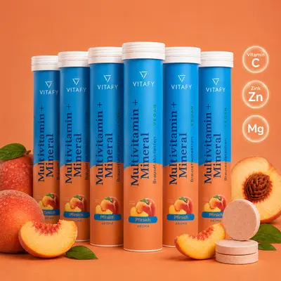 Multivitamine + Mineraal - Peach (20 bruistabletten) - 6 Pack bij Bodylab
