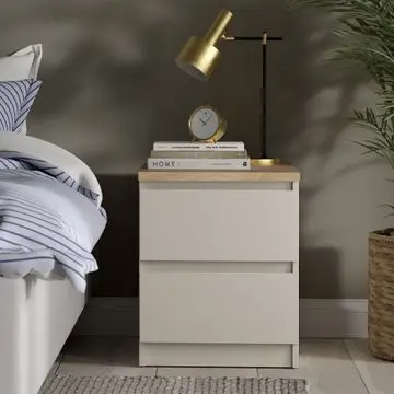 Nachtkastje Luna Taupe / Eiken - 41x50x50 cm bij Woonexpress