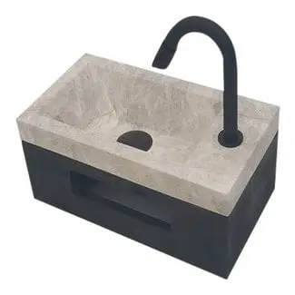 Natuursteen fontein toilet bij Sanitear