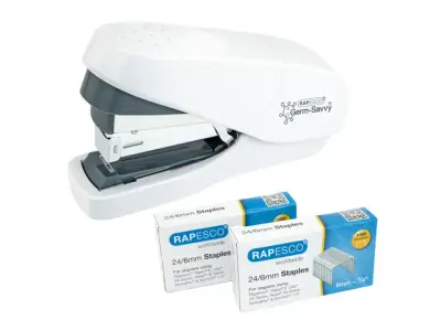Nietmachine Rapesco Germ-Savvy Less Effort Eco antibacterieel wit bij DiscountOffice.nl