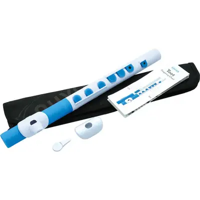 NUVO TooT 2.0 wit-blauw kinder dwarsfluit blokfluit alternatief met kleppen en Firstnote bij VDS Instrumenten