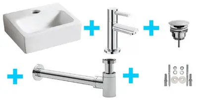 One-Pack Leto Fontein + Amador Toiletkraan Chroom bij Sanexo