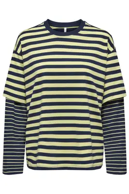 ONLFREJA L/S STRIPE DOUBLE TOP JRS 15387312 NAVY BLAZER/SHADOW GREEN bij Sans