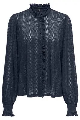ONLISABELLE L/S PLACKET RUFFLE TOP 15337660 Navy Blazer bij Sans