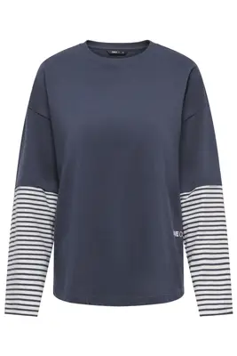 ONLLANA L/S LAYERED STRIPE T-SHIRT 15397935 Navy Blazer/CD STRIPES / ROSA TEXT bij Sans