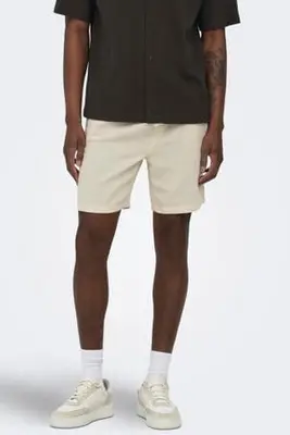 ONSTREV regular casual short beige met textuur bij Wehkamp
