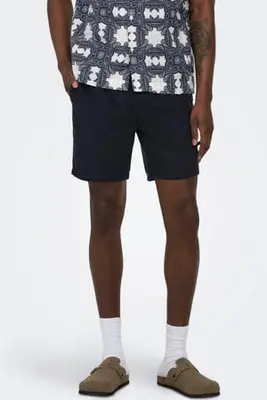 ONSTREV regular casual short donkerblauw met textuur bij Wehkamp