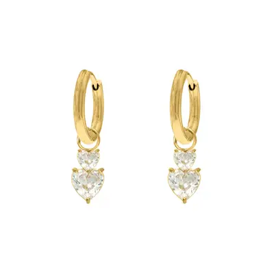 Oorbellen crystal hearts goudkleurig bij DRKS