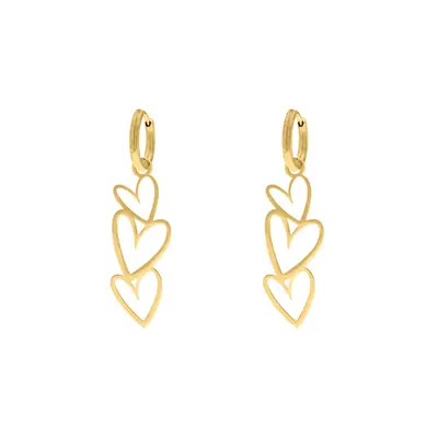 Oorbellen triple heart goudkleurig bij DRKS