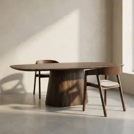 Ovale eettafel acaciahout bij LUMZ