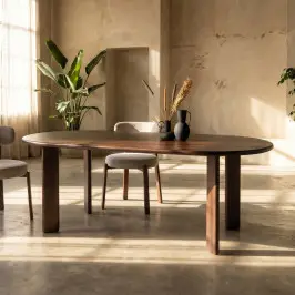 Ovale eettafel walnoot bruin bij LUMZ