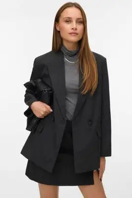 oversized blazer - antraciet bij Wehkamp
