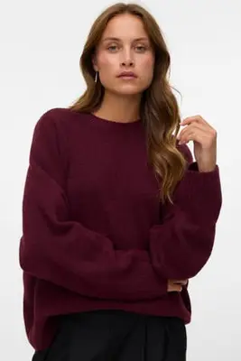 oversized gebreide trui met wol - donkerrood bij Wehkamp