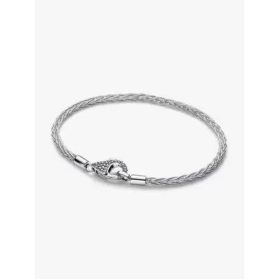 Pandora Armband Silver Pavé Sluiting Foxtail 18cm bij JuweliersWebshop