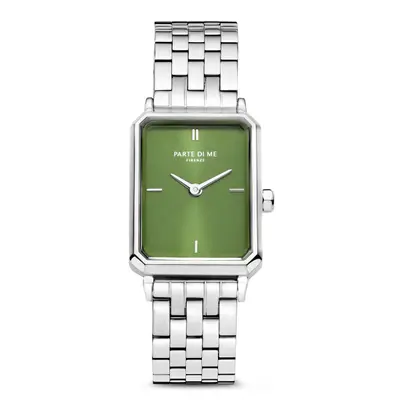 Parte Di Me Orologio Rechthoekig Dameshorloge Zilverlkleurig en Groen PDM09005 bij Brandfield