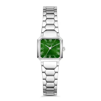 Parte di Me Orologio vierkant dameshorloge zilverkleurig en groen PDM09029 bij Brandfield