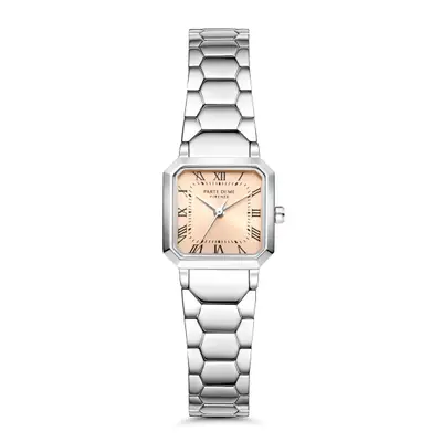 Parte di Me Orologio vierkant dameshorloge zilverkleurig en taupe PDM09028 bij Brandfield