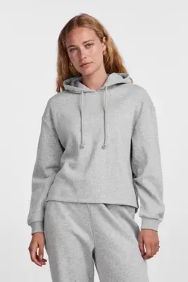 PCCHILLI LS HOODIE D2D BC 17113437 Light Grey Melange bij Sans